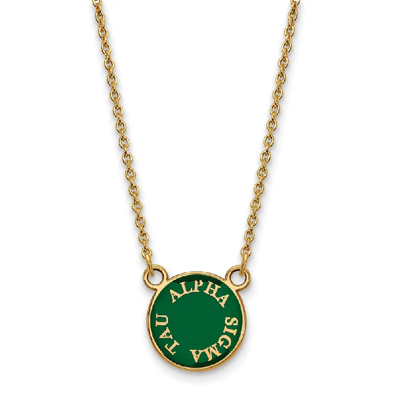 Mosaic pattern necklace-14K Plated Silver Alpha Sigma Tau XS (Tiny) Enamel Necklace