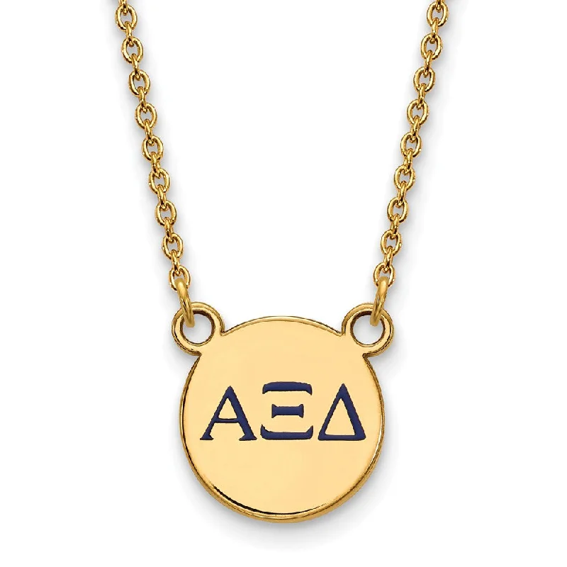 Crested wave necklace-14K Plated Silver Alpha Xi Delta XS (Tiny) Enamel Necklace