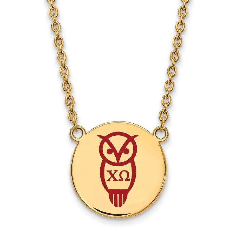 14K Plated Silver Chi Omega Large Enamel Necklace