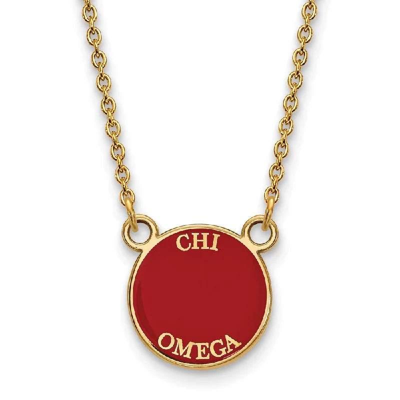 14K Plated Silver Chi Omega XS (Tiny) Enamel Necklace