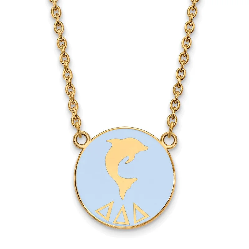 Vintage-style opal necklace-14K Plated Silver Delta Delta Delta Large Enamel Mascot Necklace