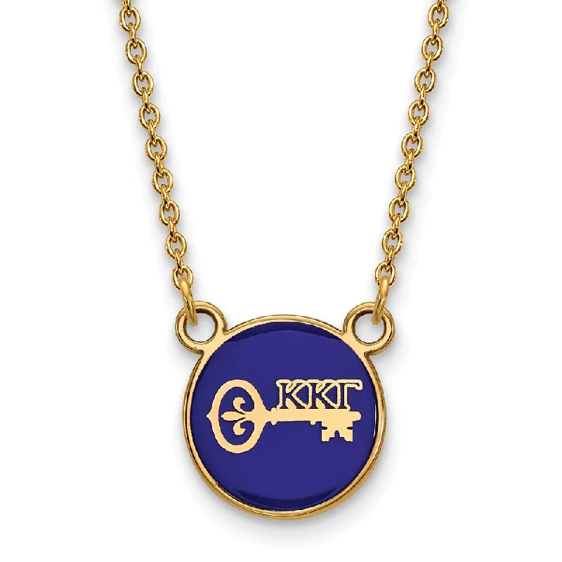 14K Plated Silver Kappa Kappa Gamma Small Enamel Logo Necklace