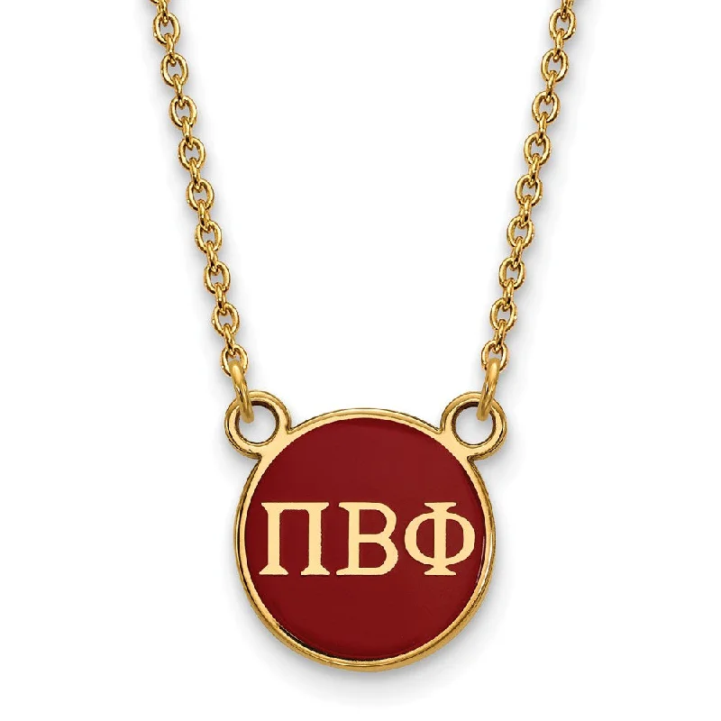 Retro emerald necklace-14K Plated Silver Pi Beta Phi Small Red Enamel Disc Necklace