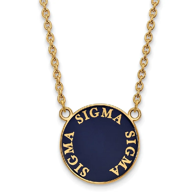 14K Plated Silver Sigma Sigma Sigma Large Enamel Disc Necklace