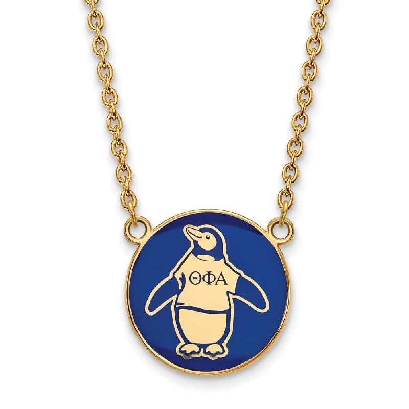 14K Plated Silver Theta Phi Alpha Large Enamel Mascot Necklace