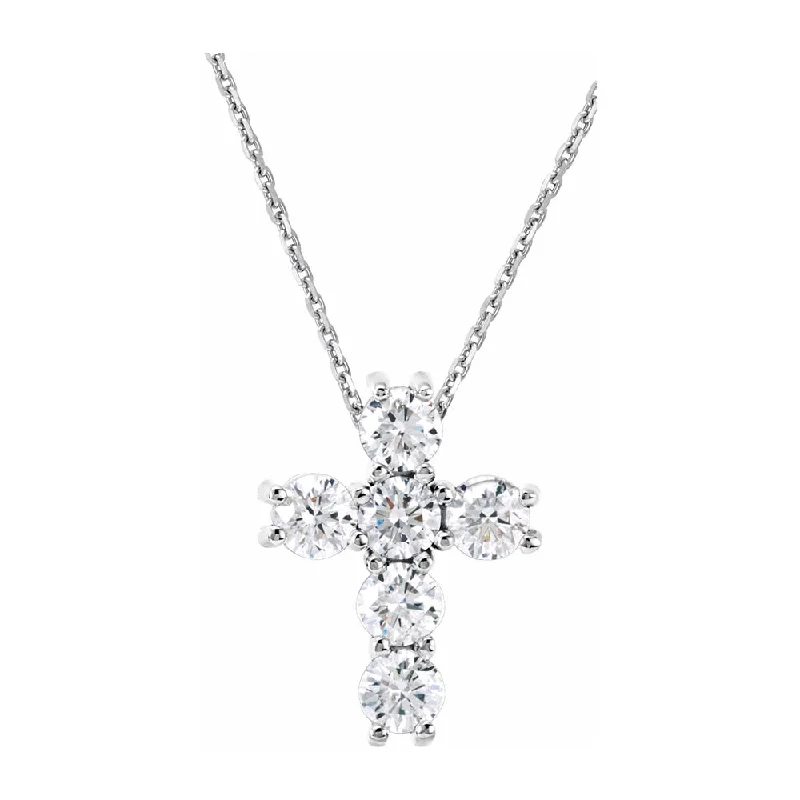 Dome motif necklace-14K White Gold 1/4 CTW Diamond 10mm Cross Necklace, 18 Inch