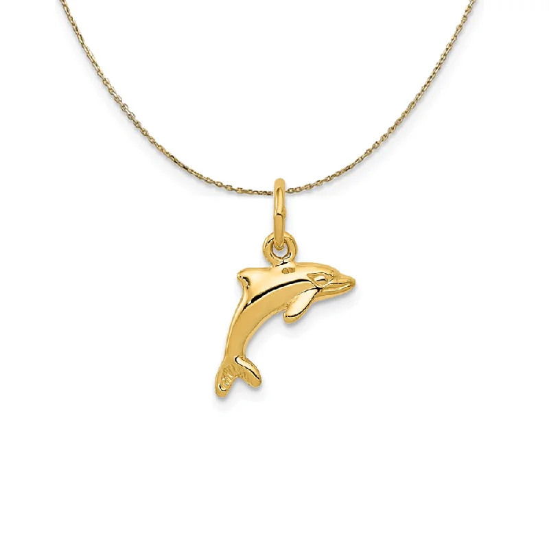 Wire-loop necklace-14k Yellow Gold 12mm Dolphin Necklace