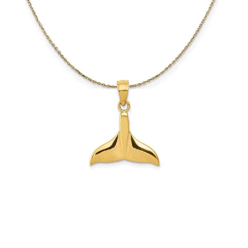 14k Yellow Gold 20mm Polished Whale Tail Necklace