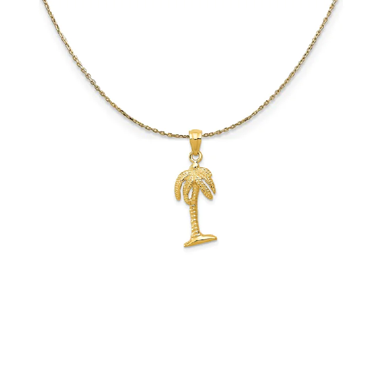 Glinting drop necklace-14k Yellow Gold 24mm Polished Palm Tree Necklace