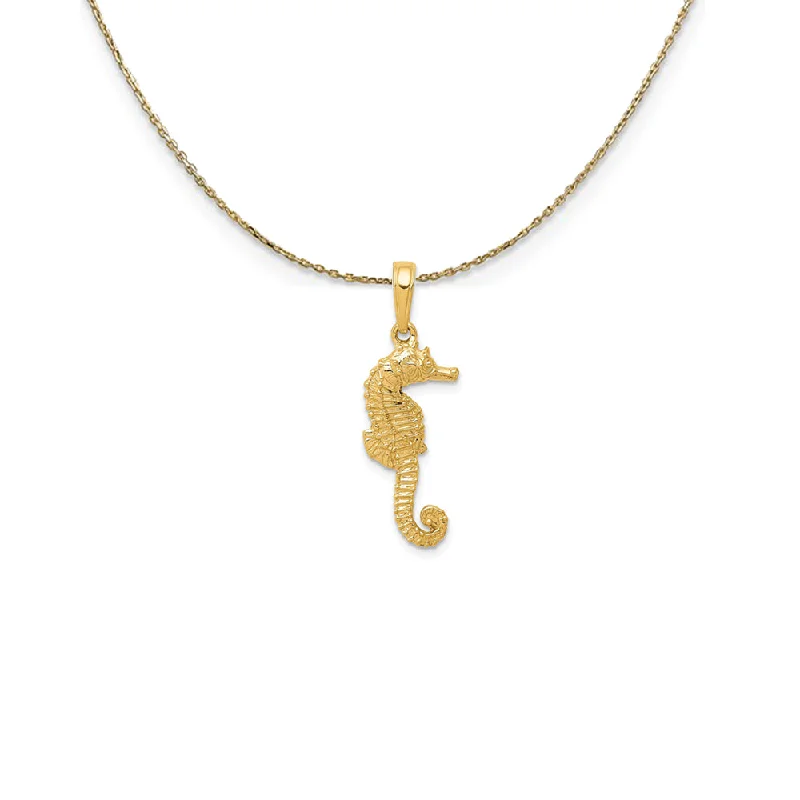 Dome motif necklace-14k Yellow Gold 2D Seahorse Necklace