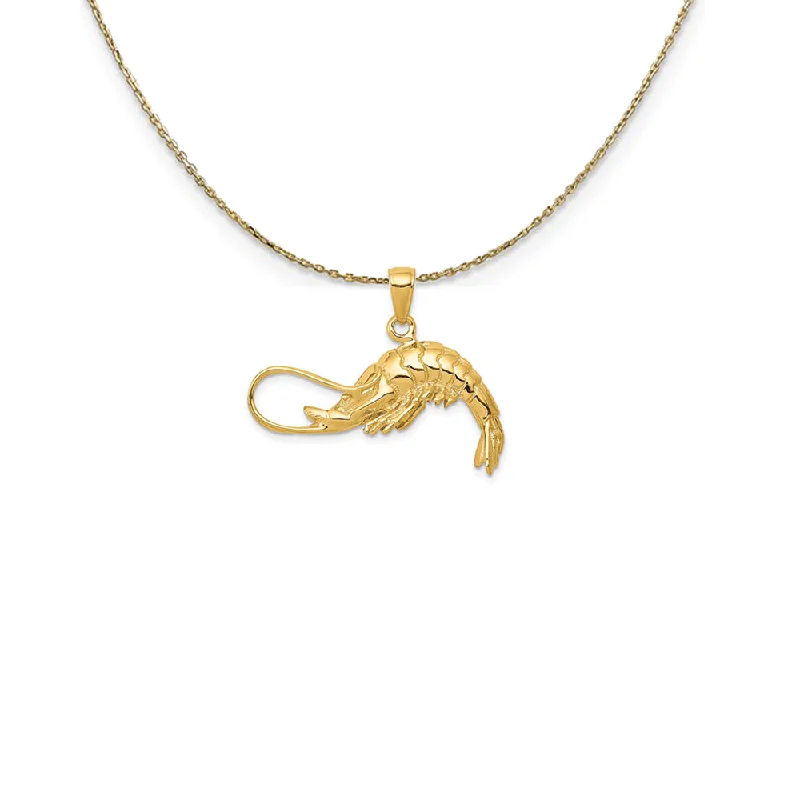 14k Yellow Gold 3 Dimensional Shrimp Necklace