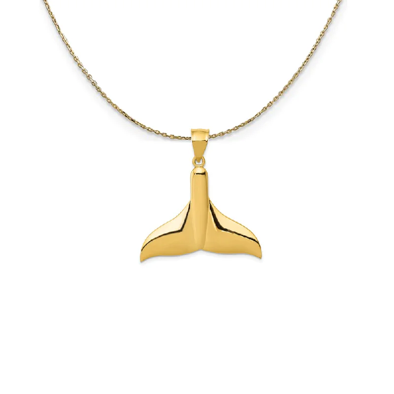 14k Yellow Gold 32mm Whale Tail Necklace