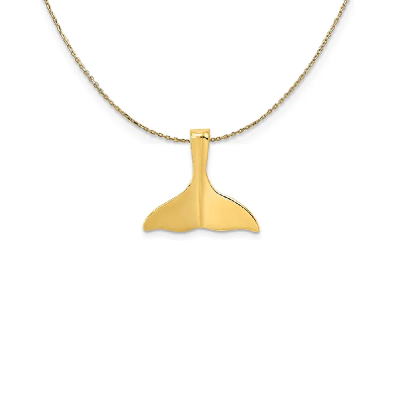 Lustrous quartz necklace-14k Yellow Gold 3D Polished Whale Tail Slide Necklace