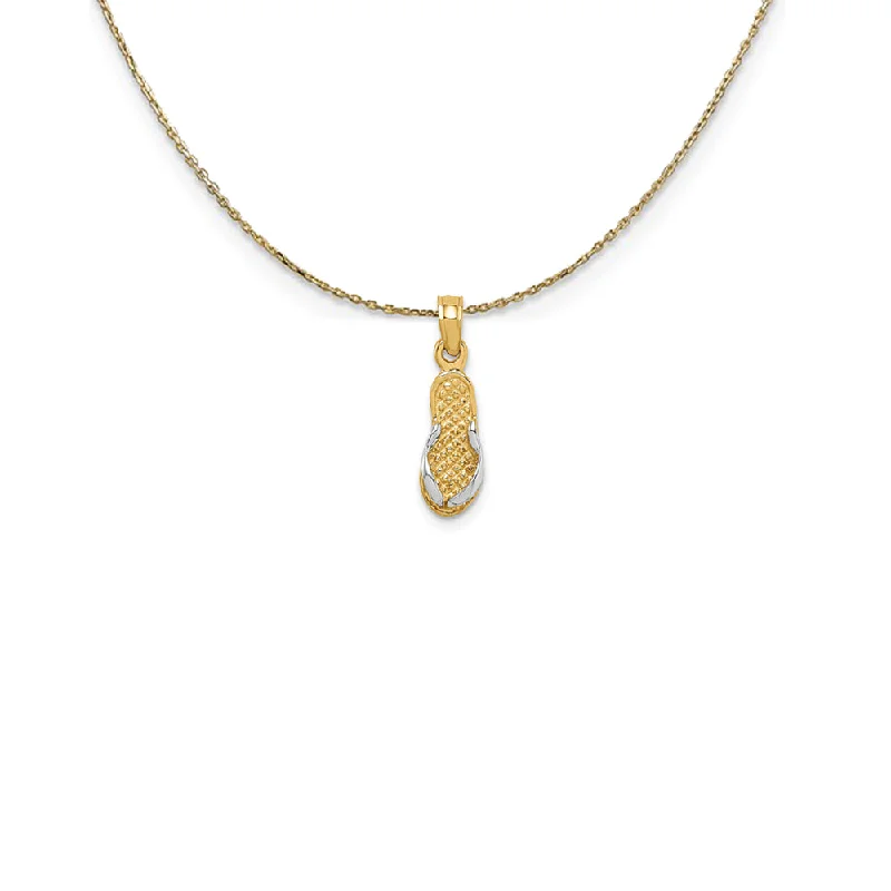 Lustrous iolite necklace-14k Yellow Gold and Rhodium Mini 3D Flip Flop Necklace