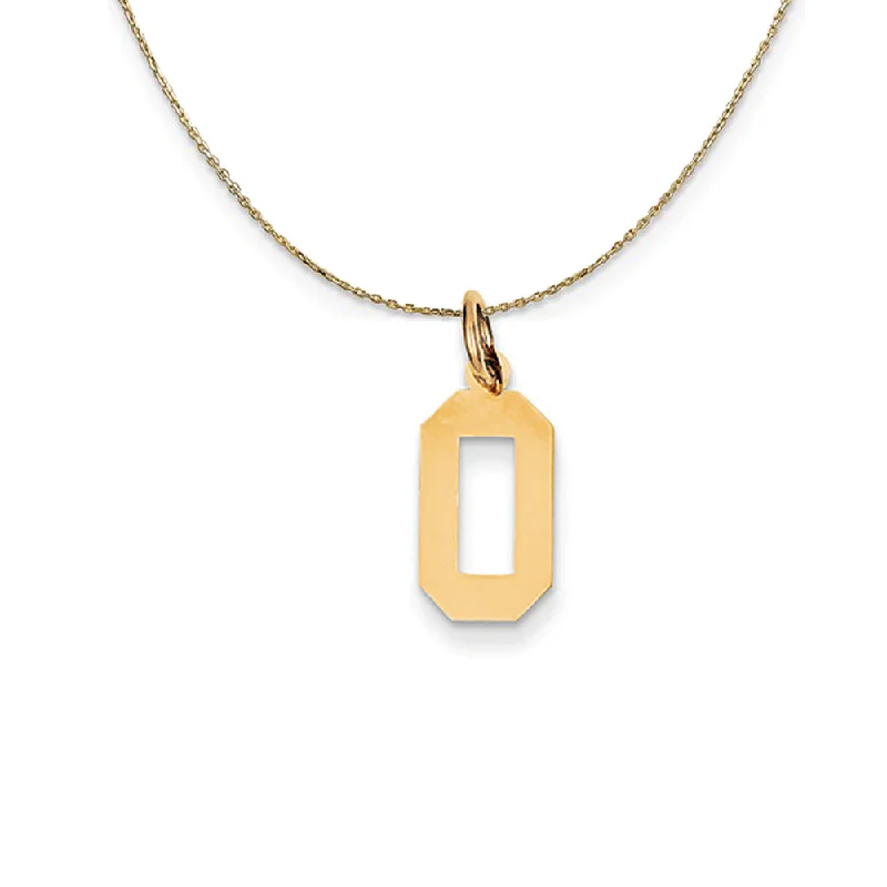 Scratched-edge necklace-14k Yellow Gold, Athletic, Sm Polished Number 0 Necklace