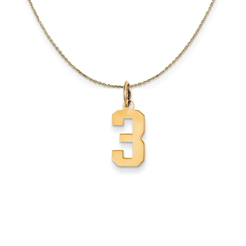 Eleven-gem necklace-14k Yellow Gold, Athletic, Sm Polished Number 3 Necklace