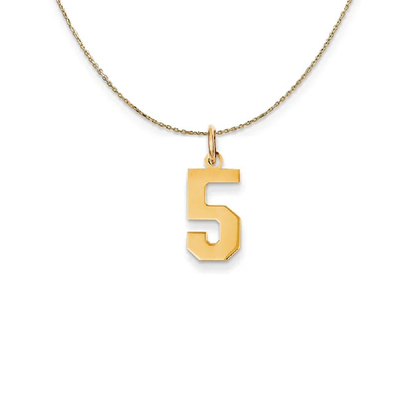 Nested stone necklace-14k Yellow Gold, Athletic, Sm Polished Number 5 Necklace