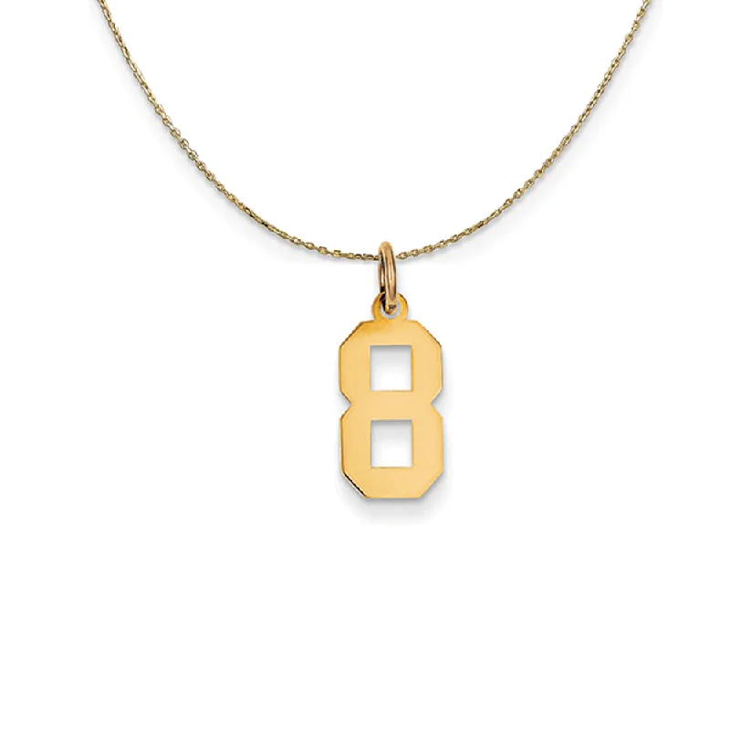 14k Yellow Gold, Athletic, Sm Polished Number 8 Necklace