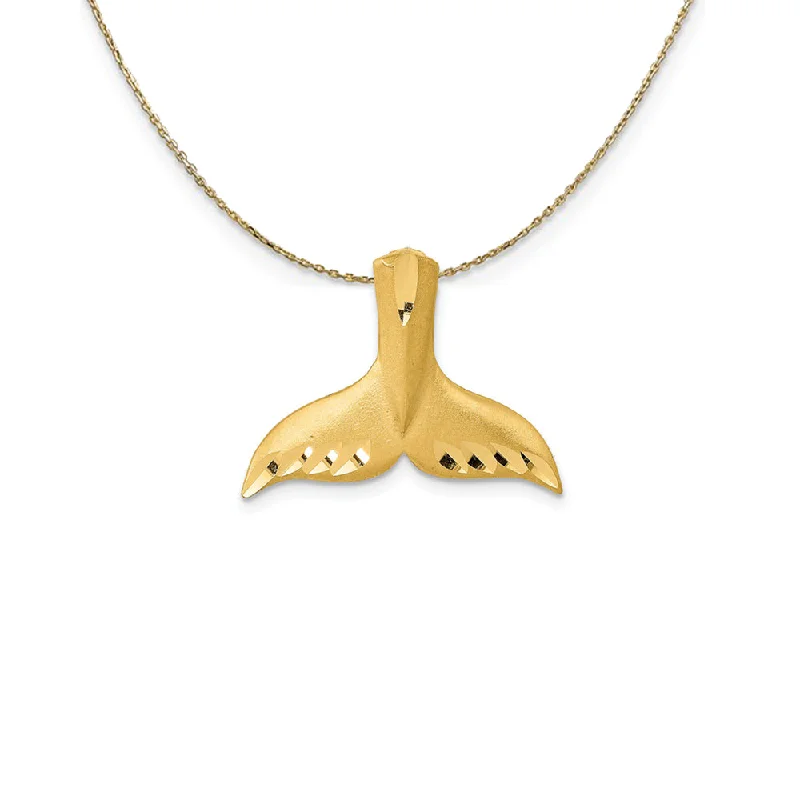 14k Yellow Gold Diamond Cut Whale Tail Slide Necklace