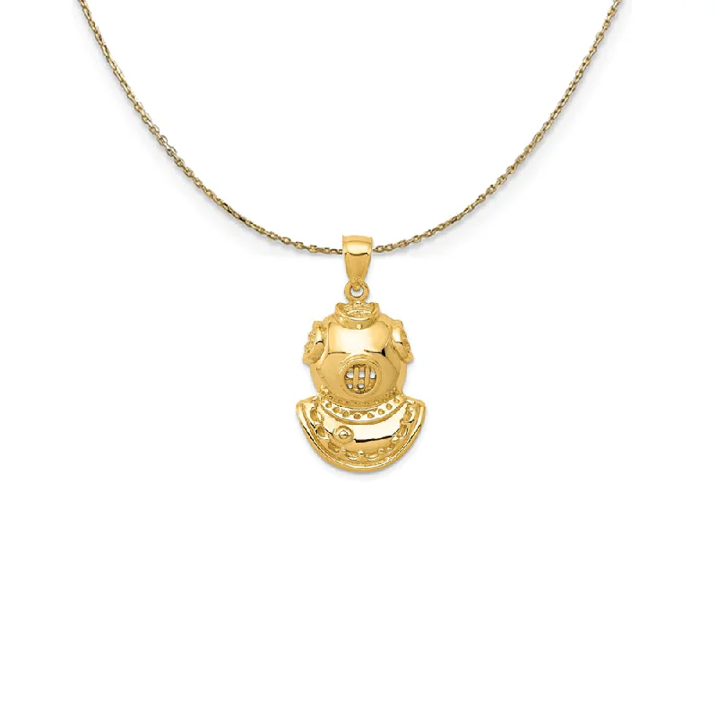 Crested wave necklace-14k Yellow Gold Diving Helmet Necklace