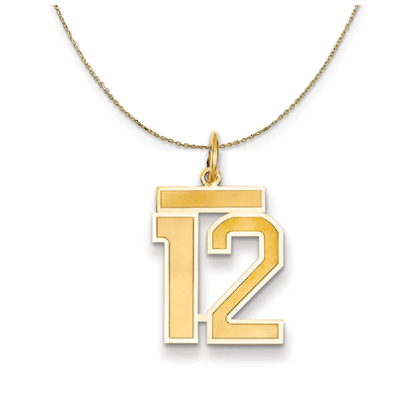 14k Yellow Gold, Jersey, Med Number 12 Necklace