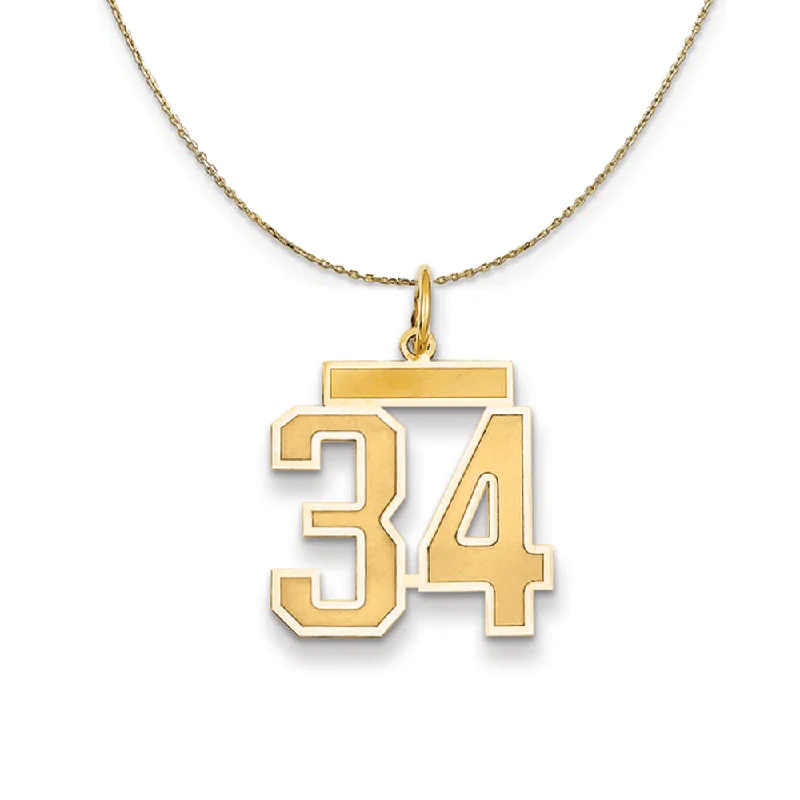 Forged gold necklace-14k Yellow Gold, Jersey, Med Number 34 Necklace