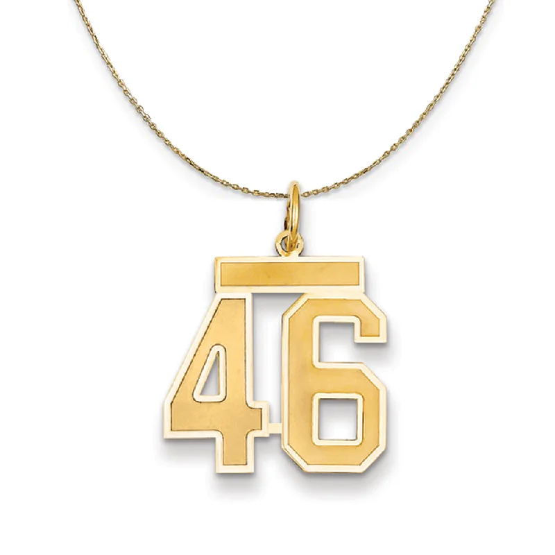 14k Yellow Gold, Jersey, Med Number 46 Necklace