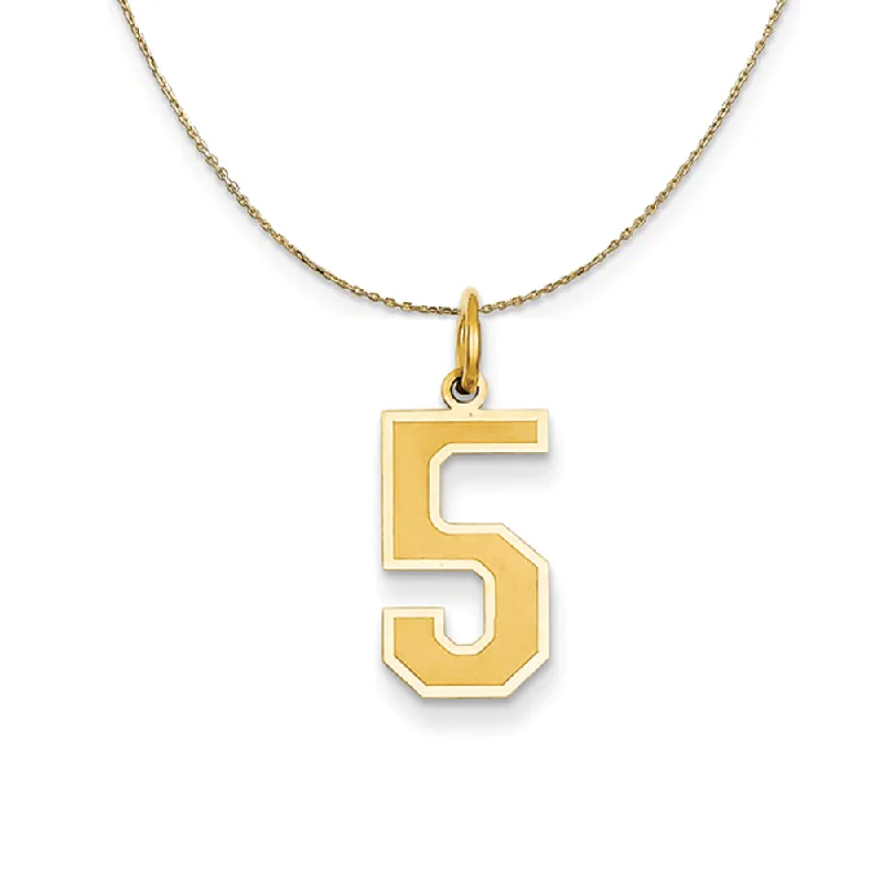 Rugged stone necklace-14k Yellow Gold, Jersey, Med Number 5 Necklace