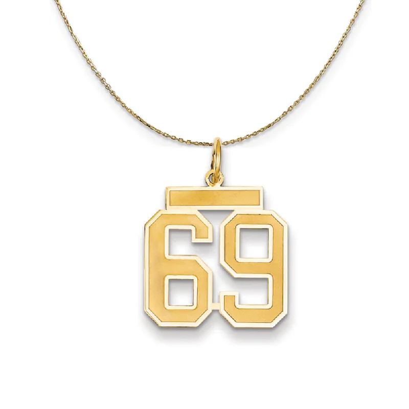 Bold gem necklace-14k Yellow Gold, Jersey, Med Number 69 Necklace