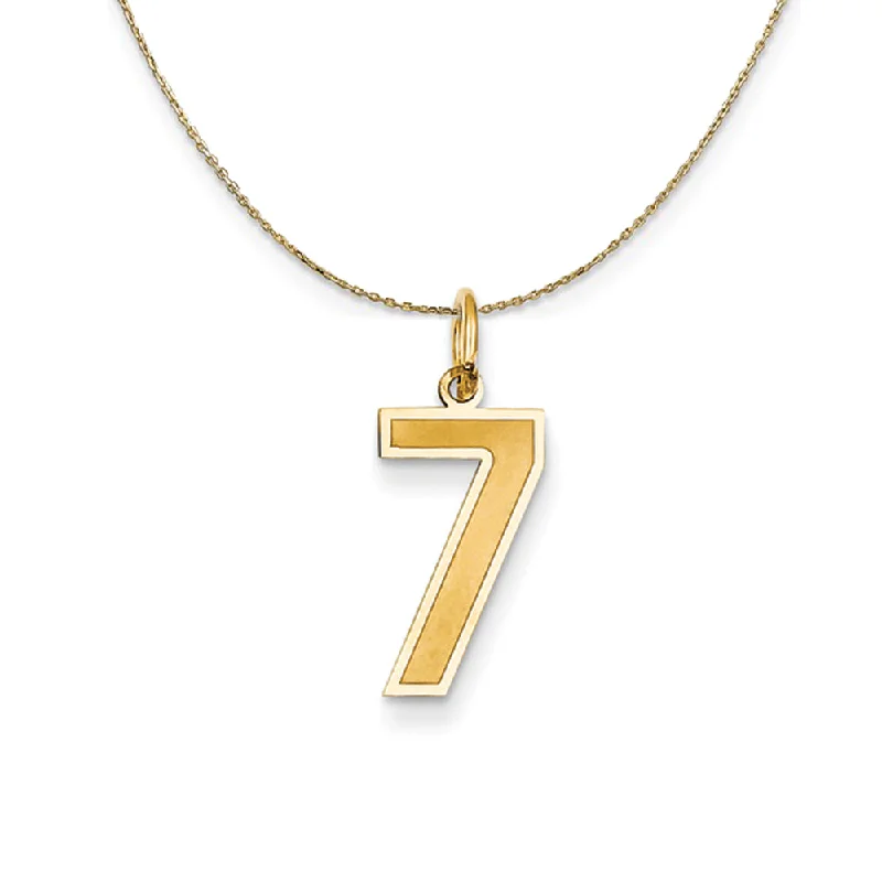 Shiny tungsten necklace-14k Yellow Gold, Jersey, Med Number 7 Necklace