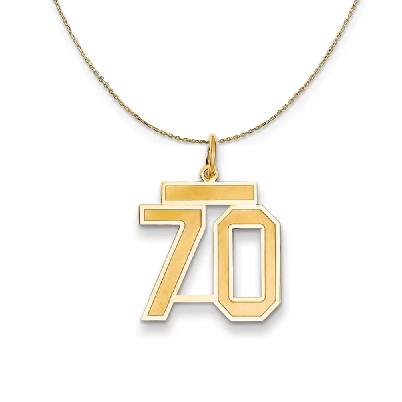 14k Yellow Gold, Jersey, Med Number 70 Necklace