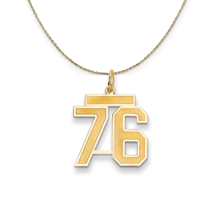 Glinting gem necklace-14k Yellow Gold, Jersey, Med Number 76 Necklace