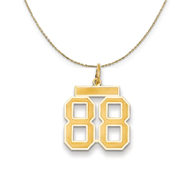 Shiny gold necklace-14k Yellow Gold, Jersey, Med Number 88 Necklace