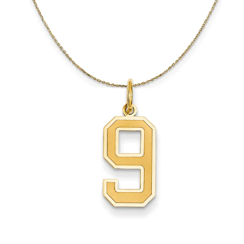 Prism-effect necklace-14k Yellow Gold, Jersey, Med Number 9 Necklace