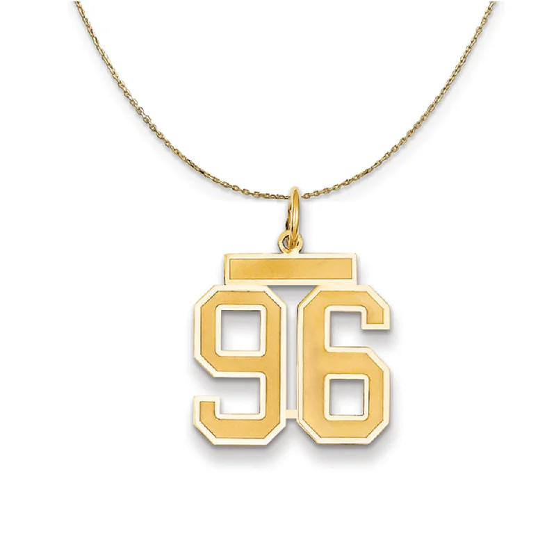 14k Yellow Gold, Jersey, Med Number 96 Necklace