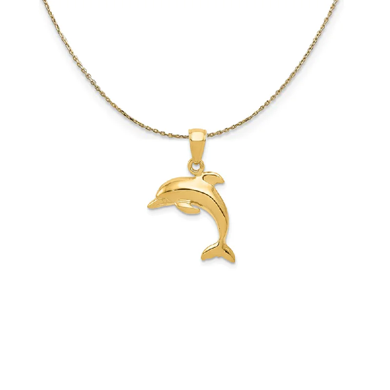 Vintage citrine necklace-14k Yellow Gold Jumping Dolphin Necklace