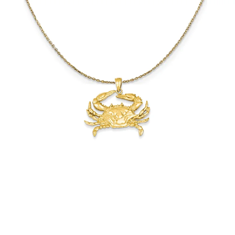 Dense sapphire necklace-14k Yellow Gold Large Blue Crab Necklace