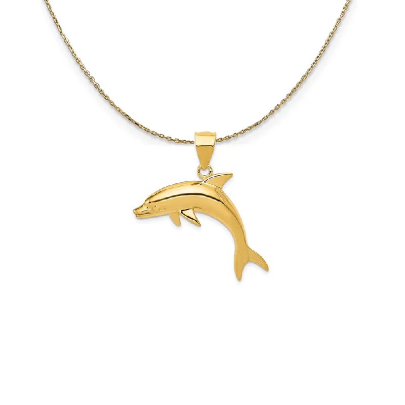 Lustrous minimalist necklace-14k Yellow Gold Large Dolphin Necklace