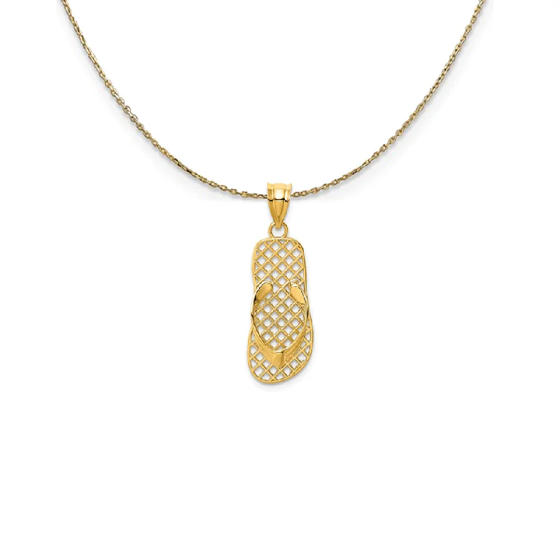 14k Yellow Gold Large Mesh Flip Flop Necklace