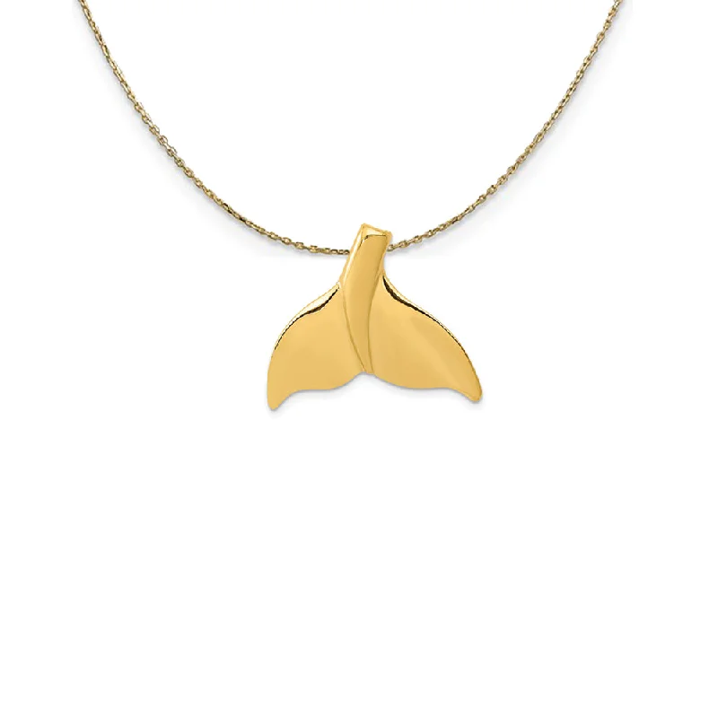 Hand-chiseled necklace-14k Yellow Gold Large Whale Tail Slide Necklace