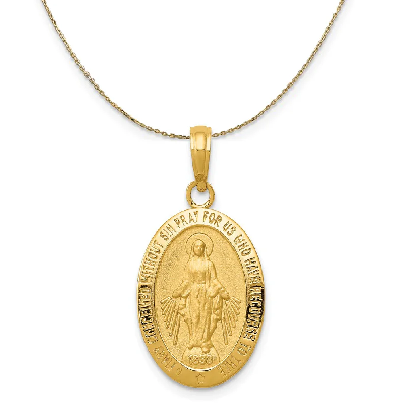 Latched necklace-14k Yellow Gold Oval Miraculous Medal Necklace, 20mm