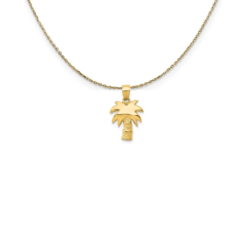 Coiled wire necklace-14k Yellow Gold Polished and Textured Palm Tree Necklace