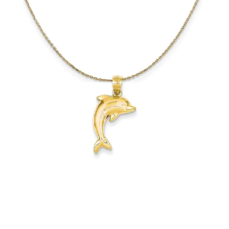 Rough amethyst necklace-14k Yellow Gold Polished Dolphin Necklace