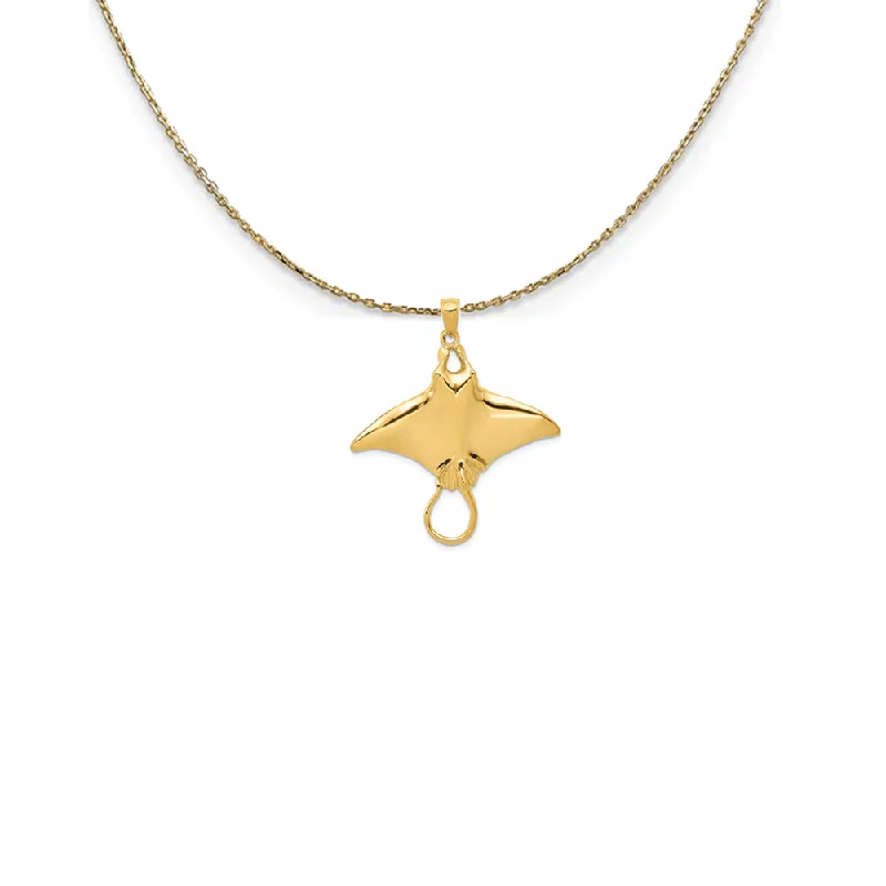 Rugged stone necklace-14k Yellow Gold Polished Stingray (35mm) Necklace