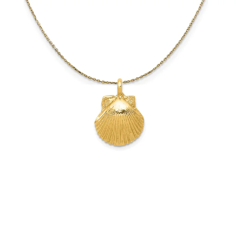 Curved design necklace-14k Yellow Gold Seashell Necklace