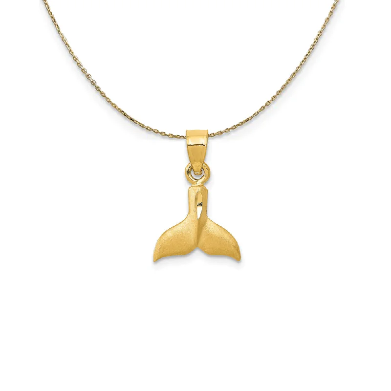 Soft morganite necklace-14k Yellow Gold Small 3D Satin Whale Tail Necklace