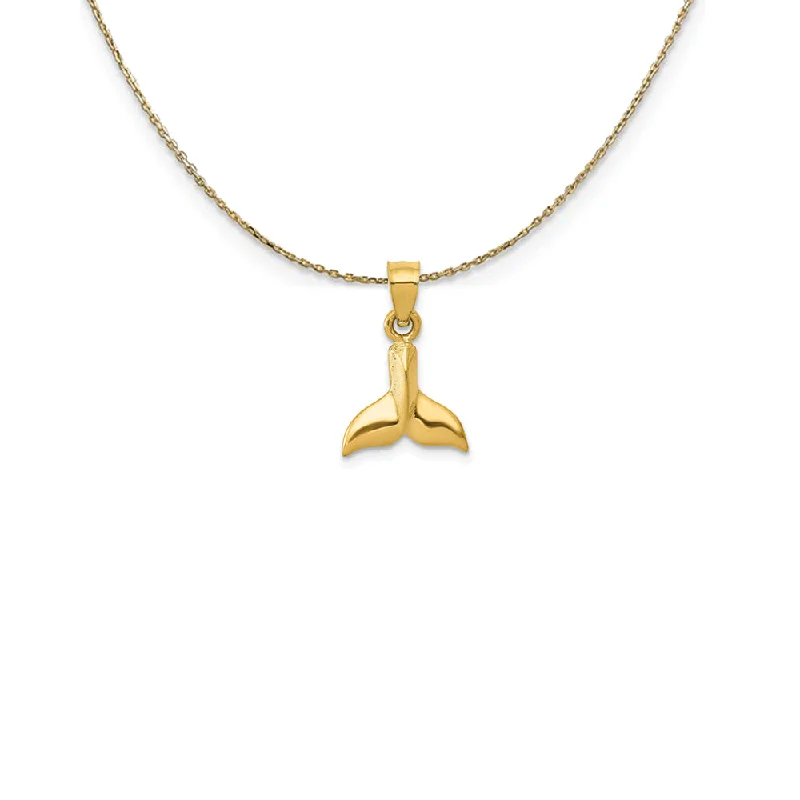 14k Yellow Gold Small 3D Whale Tail Necklace