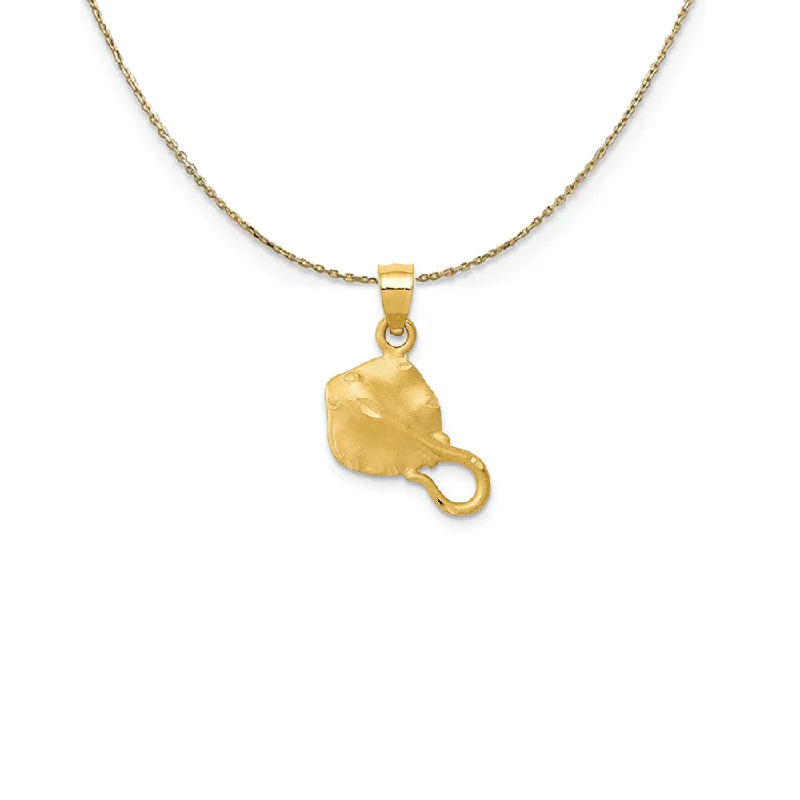 Lustrous citrine necklace-14k Yellow Gold Small Satin and Diamond Cut Stingray Necklace