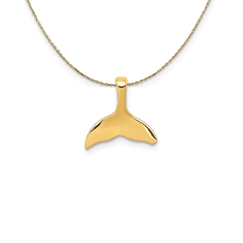 Forged silver necklace-14k Yellow Gold Small Whale Tail Slide Necklace