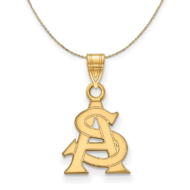 14k Yellow Gold Arizona State Small 'AS' Necklace